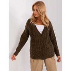 Wool Fashion Ženski pulover z gumbom TURA kaki barve AT-SW-2358.31_403195 Univerzalni