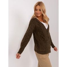 Wool Fashion Ženski pulover z gumbom TURA kaki barve AT-SW-2358.31_403195 Univerzalni