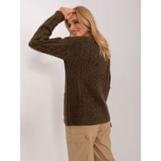 Wool Fashion Ženski pulover z gumbom TURA kaki barve AT-SW-2358.31_403195 Univerzalni