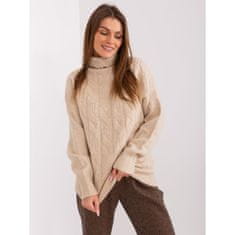 Wool Fashion Ženski karirasti pulover KIMI bež barve AT-SW-23401.97P_404547 Univerzalni