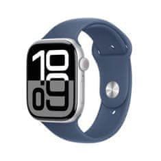 Apple Watch S10 GPS ura, 42mm, aluminij, srebrna z Denim Sport paščkom, S/M (mwwa3qh/a)