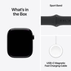 Apple Watch S10 GPS pametna ura, 42mm, črno aluminijasto ohišje s črnim športnim paščkom, S/M (mwwe3qh/a)