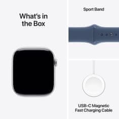 Apple Watch S10 pametna ura, 46mm, srebrno ohišje z modrim športnim paščkom, S/M (mwwl3qh/a)