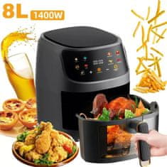 Smart Plus 1400W 8L Air Fryer | Brez olja, programabilna, pametna LED pečica na dotik, toplotni cikel za krompirček in piščanca