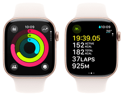 Apple Watch S10 GPS pametna ura, 46mm, bež aluminijasto ohišje z bež športnim paščkom, S/M (mwwt3qh/a)