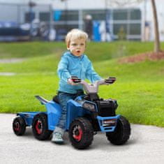 HOMCOM Otroški Quad Otroški Električni Quad, 6V Električni Avto S Prikolico, Otroško Vozilo Za Otroke 1,5-3 Leta, 2,5 Km/H, Kovina, Modra 