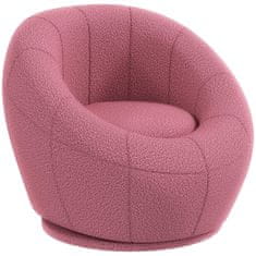 HOMCOM Fotelj Rotatable Lounge Chair Single Chair Plišasti Stol Največja Obremenitev 120 Kg Roza 