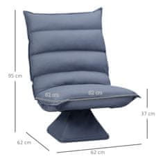 HOMCOM Floor Sofa Floor Chair Z Nastavljivim Hrbtnim Naslonjalom, Vrtljivi Stol Za Meditacijo, Stol Za Sprostitev, Krpa Iz Mikrovlaken, Siva, 62X62X95 Cm 