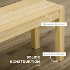 HOMCOM 3-Sedežna Lesena Klop, Jedilna Klop V Stilu Podeželske Hiše, Kuhinjska Klop, Borov Les, Nosilnost Do 330 Kg, Naravna, 150 X 33 X 45 Cm 