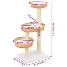 Vidaxl Mačje drevo s praskalniki iz sisala naravne barve les vrbe