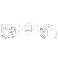 Vidaxl Sedežna garnitura 3-delna z blazinami črn žamet