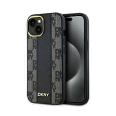 DKNY DKNY Usnjeno ohišje s kvačkanim enobarvnim vzorcem MagSafe - ohišje za iPhone 15 Plus / 14 Plus (črno)