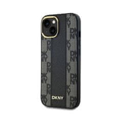 DKNY DKNY Usnjeno ohišje s kvačkanim enobarvnim vzorcem MagSafe - ohišje za iPhone 15 Plus / 14 Plus (črno)