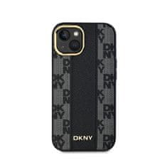 DKNY DKNY Usnjeno ohišje s kvačkanim enobarvnim vzorcem MagSafe - ohišje za iPhone 15 Plus / 14 Plus (črno)