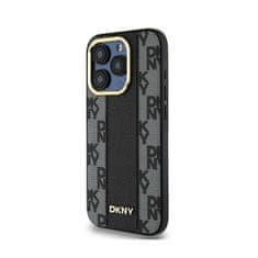 DKNY DKNY Usnjeno ohišje s kvačkanim enobarvnim vzorcem MagSafe - ohišje za iPhone 15 Pro (črno)