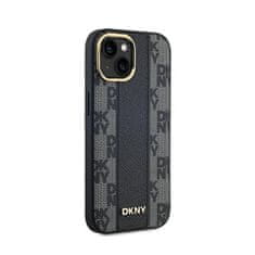 DKNY DKNY Usnjeno ohišje s kvačkanim enobarvnim vzorcem MagSafe - ohišje za iPhone 15 Plus / 14 Plus (črno)