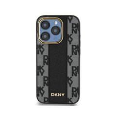 DKNY DKNY Usnjeno ohišje s kvačkanim enobarvnim vzorcem MagSafe - ohišje za iPhone 15 Pro (črno)