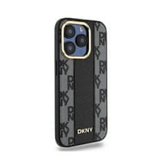 DKNY DKNY Usnjeno ohišje s kvačkanim enobarvnim vzorcem MagSafe - ohišje za iPhone 15 Pro (črno)