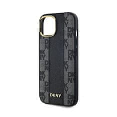 DKNY DKNY Usnjeno ohišje s kvačkanim enobarvnim vzorcem MagSafe - ohišje za iPhone 15 Plus / 14 Plus (črno)