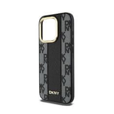 DKNY DKNY Usnjeno ohišje s kvačkanim enobarvnim vzorcem MagSafe - ohišje za iPhone 15 Pro (črno)