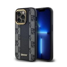 DKNY DKNY Usnjeno ohišje s kvačkanim enobarvnim vzorcem MagSafe - ohišje za iPhone 14 Pro Max (črno)