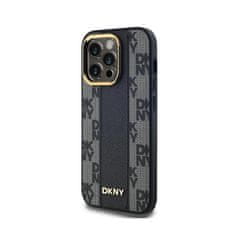 DKNY DKNY Usnjeno ohišje s kvačkanim enobarvnim vzorcem MagSafe - ohišje za iPhone 14 Pro Max (črno)