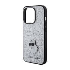 Karl Lagerfeld Karl Lagerfeld Fixed Glitter Choupette Logo Metal Pin - Ohišje za iPhone 15 Pro Max (srebrno)