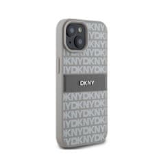 DKNY DKNY Usnjeno enoplastno ohišje s črto in kovinskim logotipom - ohišje za iPhone 15 / 14 / 13 (bež)