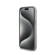 DKNY DKNY Usnjeno enoplastno ohišje s črto in kovinskim logotipom - ohišje za iPhone 15 / 14 / 13 (bež)