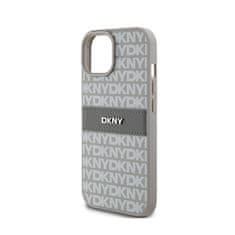 DKNY DKNY Usnjeno enoplastno ohišje s črto in kovinskim logotipom - ohišje za iPhone 15 / 14 / 13 (bež)