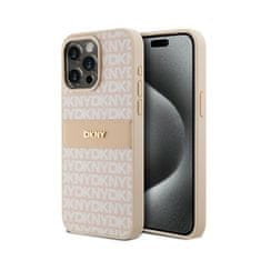 DKNY DKNY Usnjeno enoplastno ohišje s črto in kovinskim logotipom - ohišje za iPhone 15 Pro Max (roza)