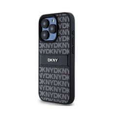 DKNY DKNY Usnjeno enoplastno ohišje s črto in kovinskim logotipom - ohišje za iPhone 15 Pro (črno)