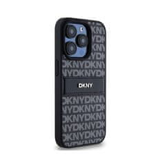 DKNY DKNY Usnjeno enoplastno ohišje s črto in kovinskim logotipom - ohišje za iPhone 15 Pro (črno)