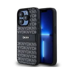 DKNY DKNY Usnjeno enoplastno ohišje s črto in kovinskim logotipom - ohišje za iPhone 15 Pro Max (črno)