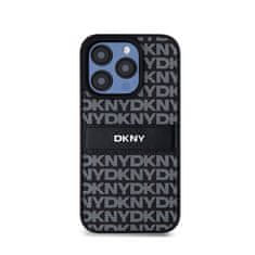 DKNY DKNY Usnjeno enoplastno ohišje s črto in kovinskim logotipom - ohišje za iPhone 15 Pro Max (črno)