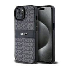 DKNY DKNY Usnjeno enoplastno ohišje s črto in kovinskim logotipom - ohišje za iPhone 15 / 14 / 13 (črno)