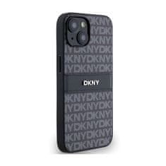 DKNY DKNY Usnjeno enoplastno ohišje s črto in kovinskim logotipom - ohišje za iPhone 15 / 14 / 13 (črno)