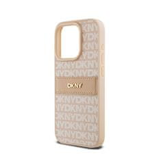 DKNY DKNY Usnjeno enoplastno ohišje s črto in kovinskim logotipom - ohišje za iPhone 15 Pro (roza)