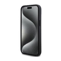 DKNY DKNY Usnjeno enoplastno ohišje s črto in kovinskim logotipom - ohišje za iPhone 15 / 14 / 13 (črno)