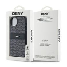 DKNY DKNY Usnjeno enoplastno ohišje s črto in kovinskim logotipom - ohišje za iPhone 15 / 14 / 13 (črno)