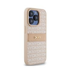 DKNY DKNY Usnjeno enoplastno ohišje s črto in kovinskim logotipom - ohišje za iPhone 15 Pro (roza)