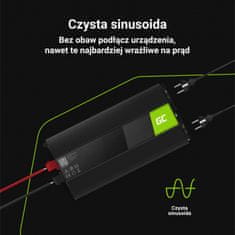 Green Cell Green Cell - Pretvornik napetosti Inverter 12V na 230V 1500W/3000W Čisti sinusni val