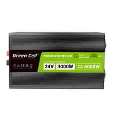 Green Cell Zelena celica - PowerInverter z LCD zaslonom 24V do 230V 3000W/6000W pretvornik napetosti s čistim sinusnim valom