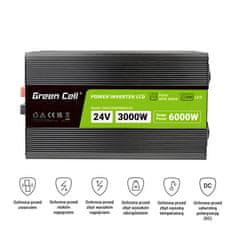 Green Cell Zelena celica - PowerInverter z LCD zaslonom 24V do 230V 3000W/6000W pretvornik napetosti s čistim sinusnim valom