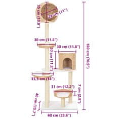Vidaxl Mačje drevo s praskalniki iz sisala morska trava