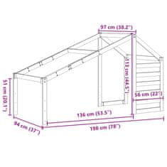 Vidaxl Streha za otroško posteljo voščeno rjava 198x97x113 cm borovina