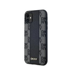 DKNY DKNY Usnjeno ohišje s kvačkanim enobarvnim vzorcem MagSafe - etui za iPhone 11 (črno)