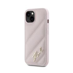 Karl Lagerfeld Karl Lagerfeld Diagonal Quilted Script - Ohišje za iPhone 15 Plus / 14 Plus (roza)