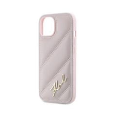 Karl Lagerfeld Karl Lagerfeld Diagonal Quilted Script - Ohišje za iPhone 15 Plus / 14 Plus (roza)