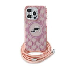 Karl Lagerfeld Karl Lagerfeld IML Crossbody Monogram Karl &amp; Choupette Head MagSafe - etui za iPhone 15 Pro (roza)